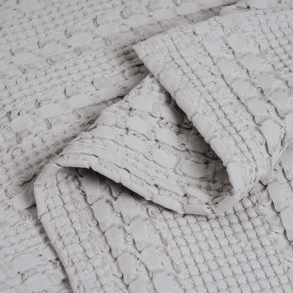 Luxury Cotton Waffle Weave Blanket Queen Gray - Picture 6 of 8
